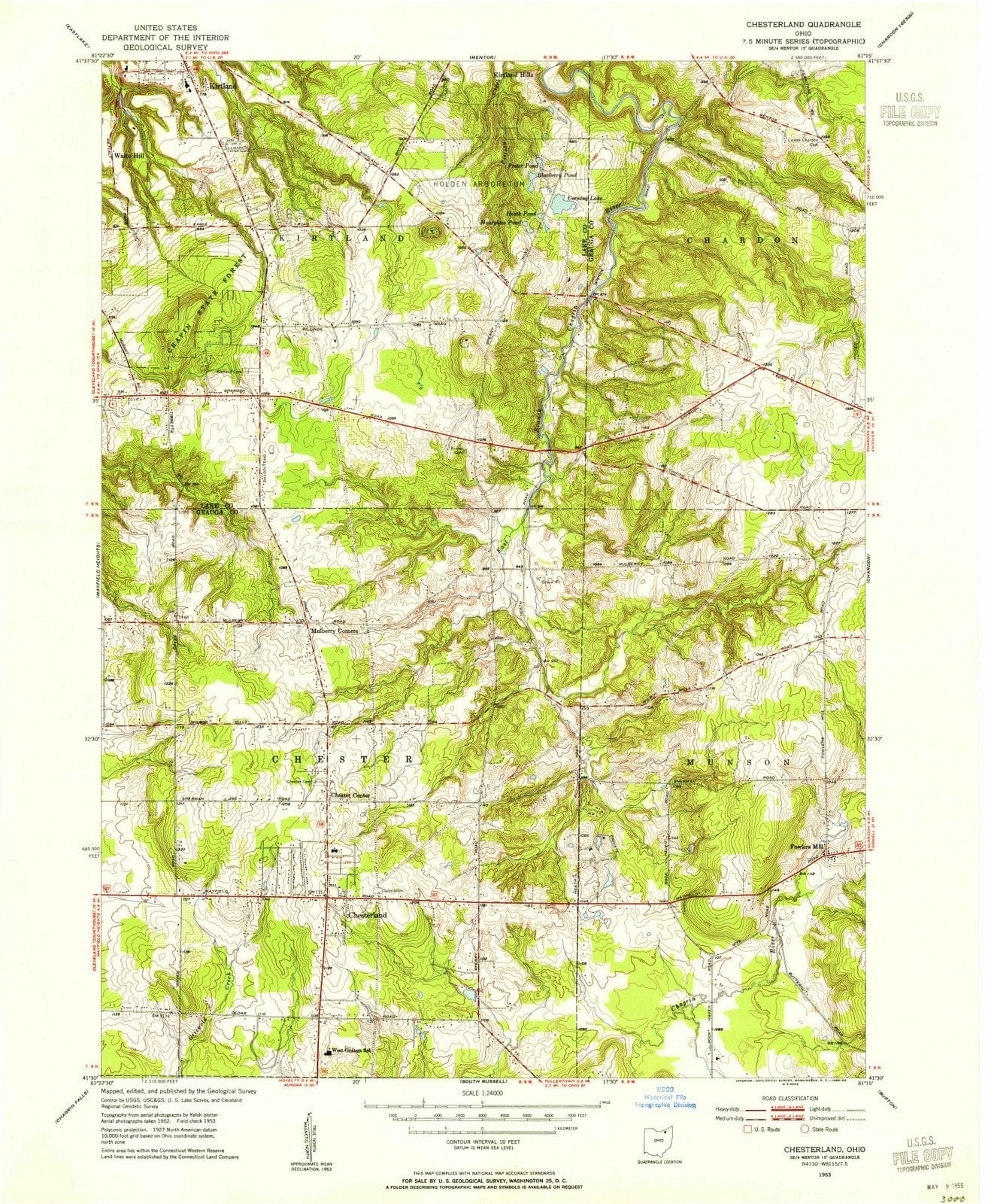 1953 Chesterland, OH - Ohio - USGS Topographic Map