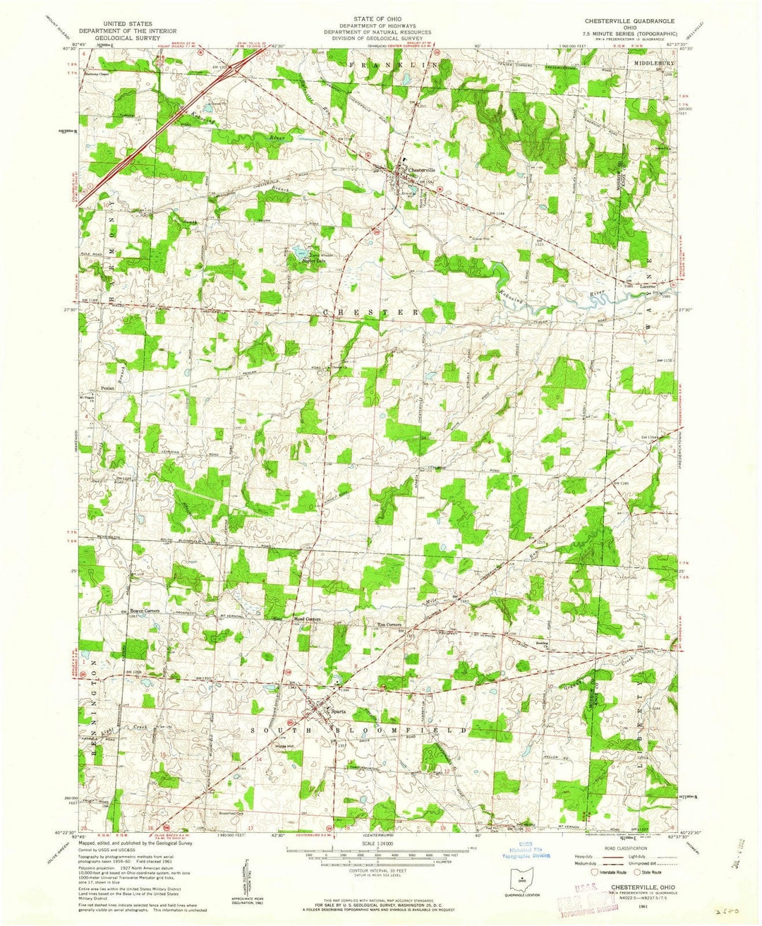 1961 Chesterville, OH - Ohio - USGS Topographic Map