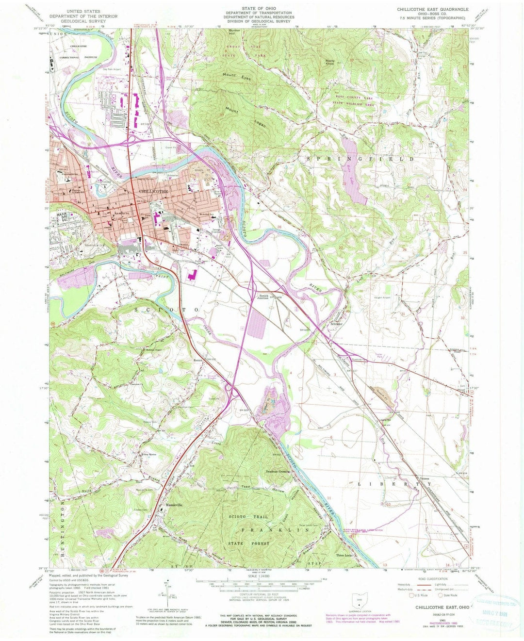 1961 Chillicothe, OH - Ohio - USGS Topographic Map