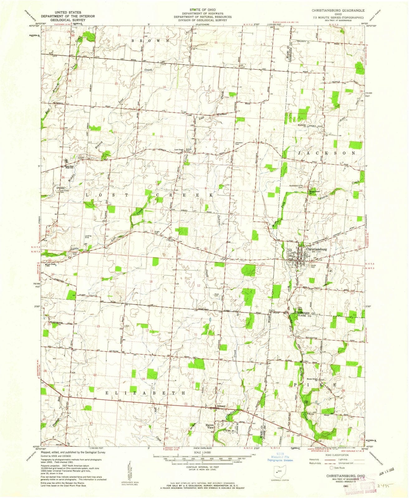1961 Christiansburg, OH - Ohio - USGS Topographic Map