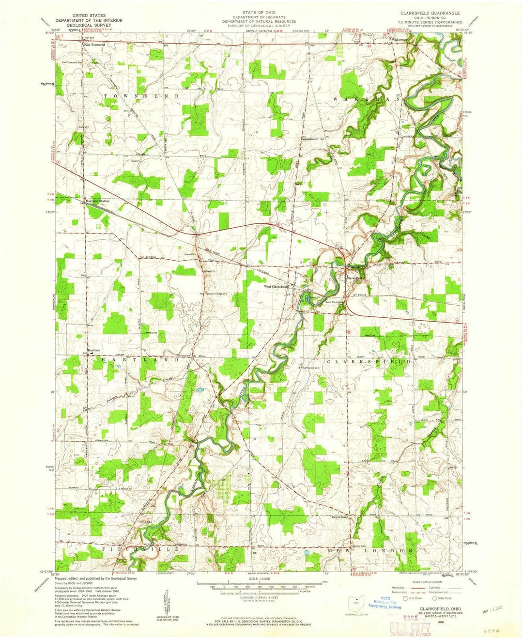 1960 Clarksfield, OH - Ohio - USGS Topographic Map