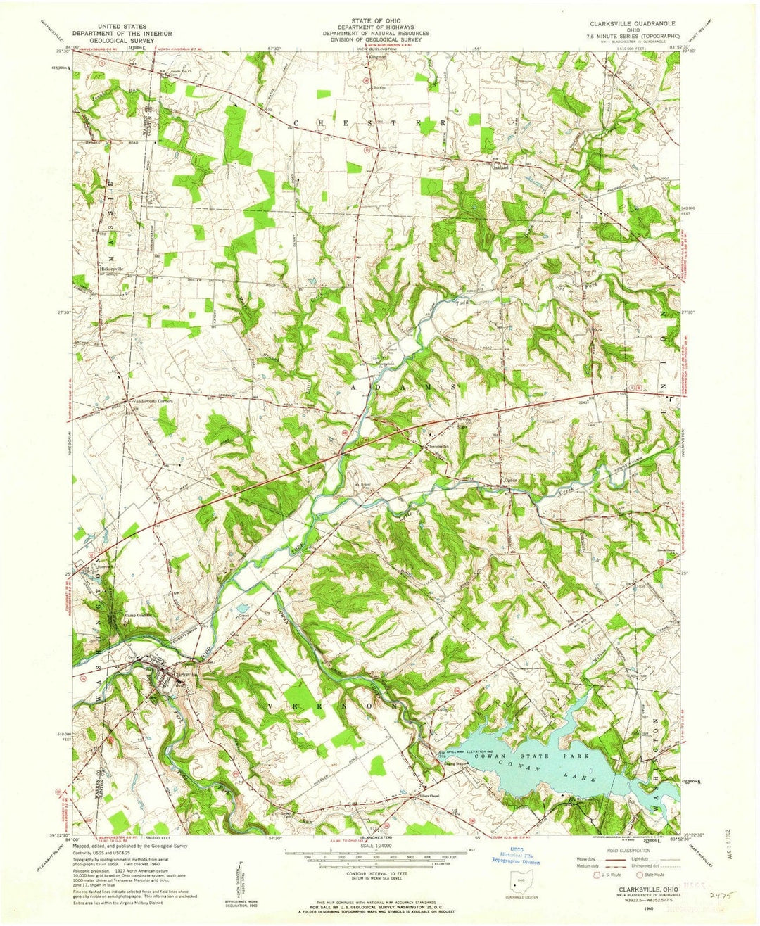 1960 Clarksville, OH - Ohio - USGS Topographic Map