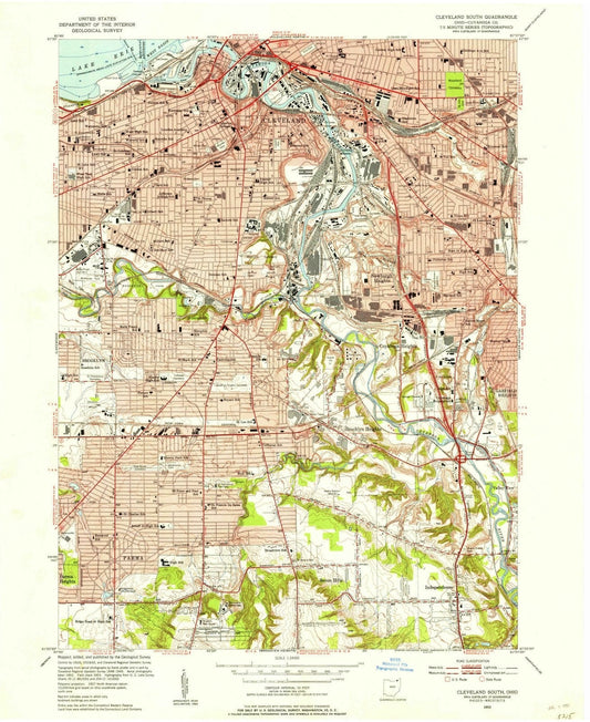 1953 Cleveland South, OH - Ohio - USGS Topographic Map