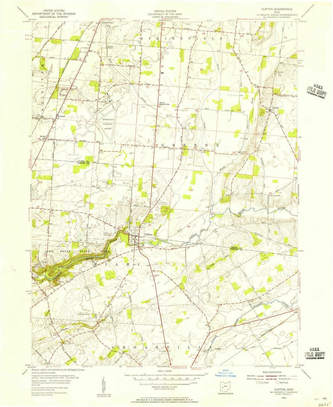 1954 Clifton, OH - Ohio - USGS Topographic Map