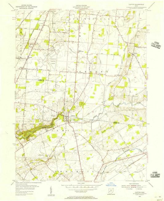 1954 Clifton, OH - Ohio - USGS Topographic Map