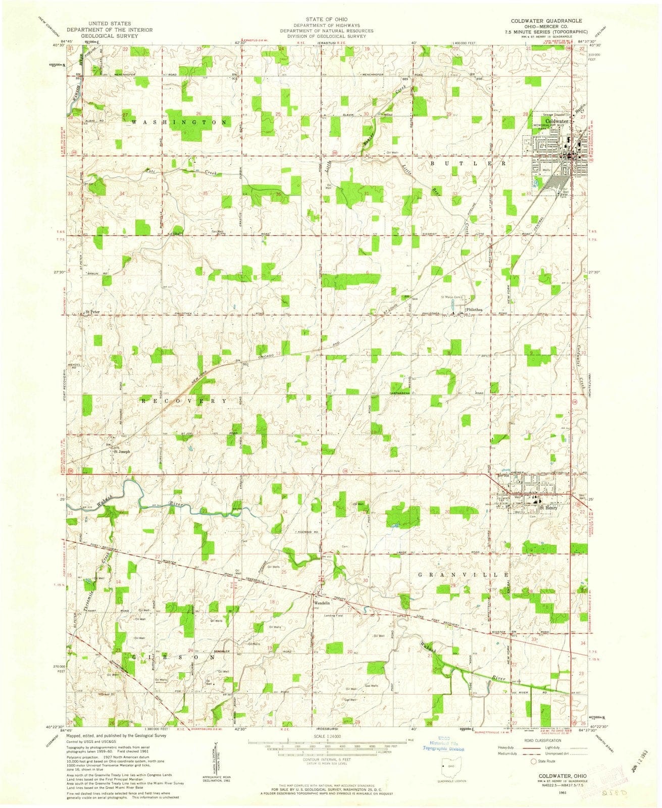 1961 Coldwater, OH - Ohio - USGS Topographic Map