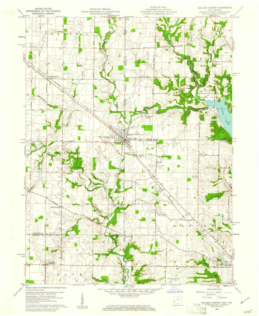 1960 College Corner, OH - Ohio - USGS Topographic Map