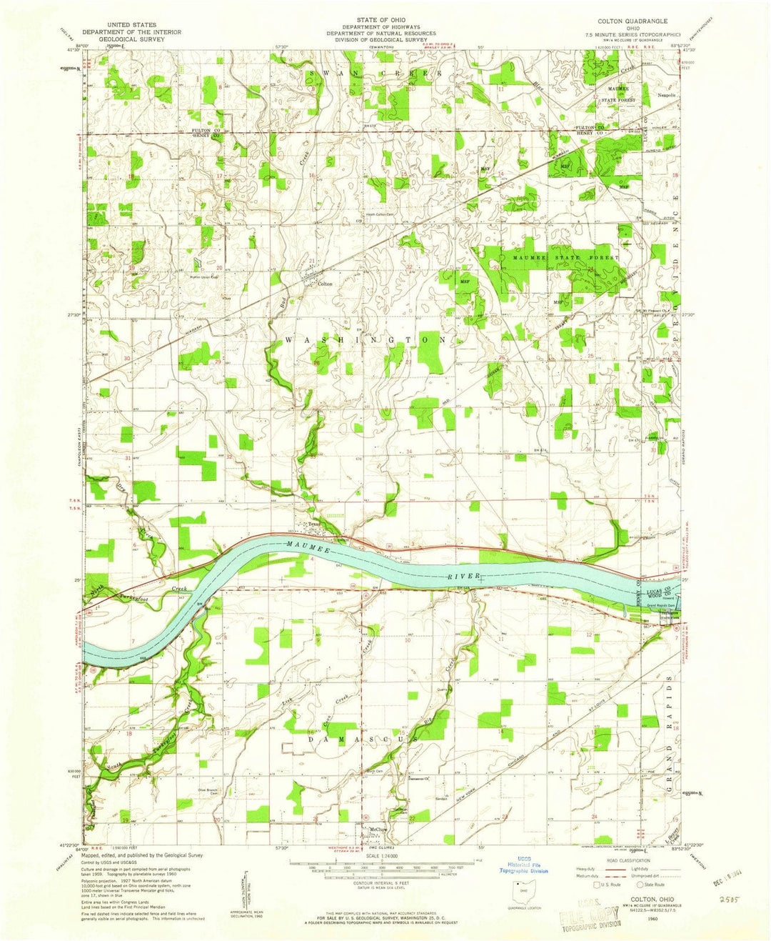 1960 Colton, OH - Ohio - USGS Topographic Map