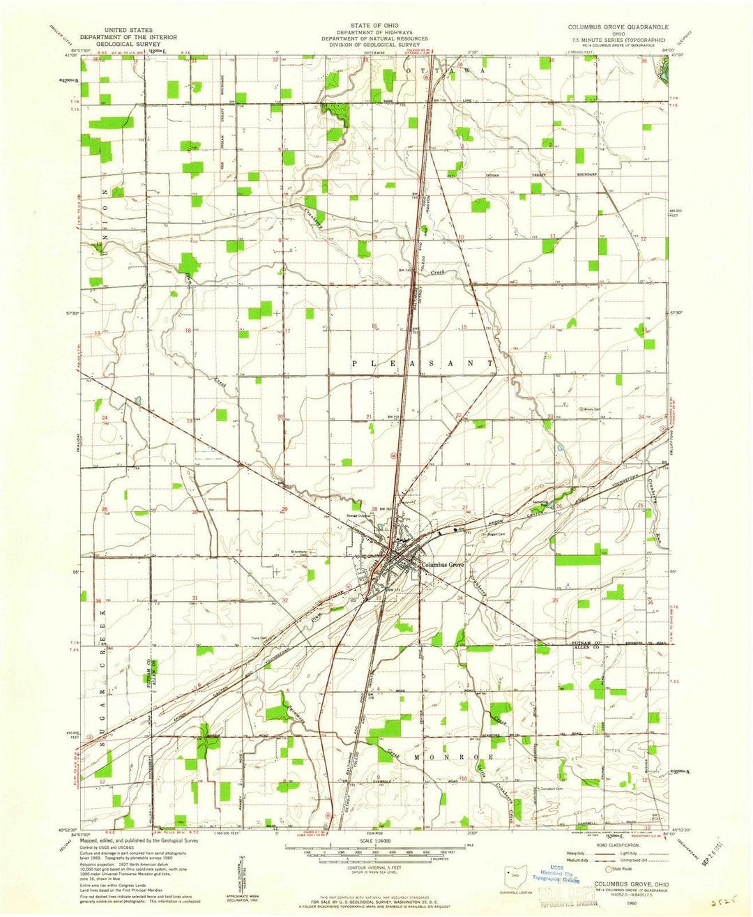 1960 Columbus Grove, OH - Ohio - USGS Topographic Map