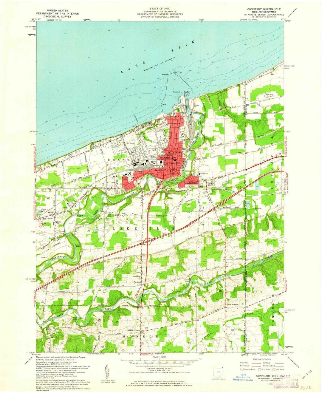 1960 Conneaut, OH - Ohio - USGS Topographic Map