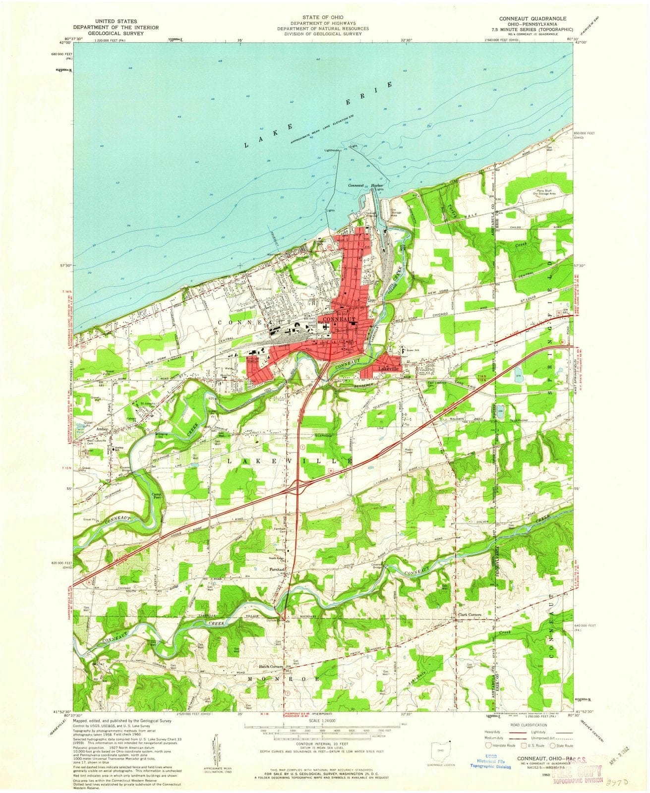 1960 Conneaut, OH - Ohio - USGS Topographic Map