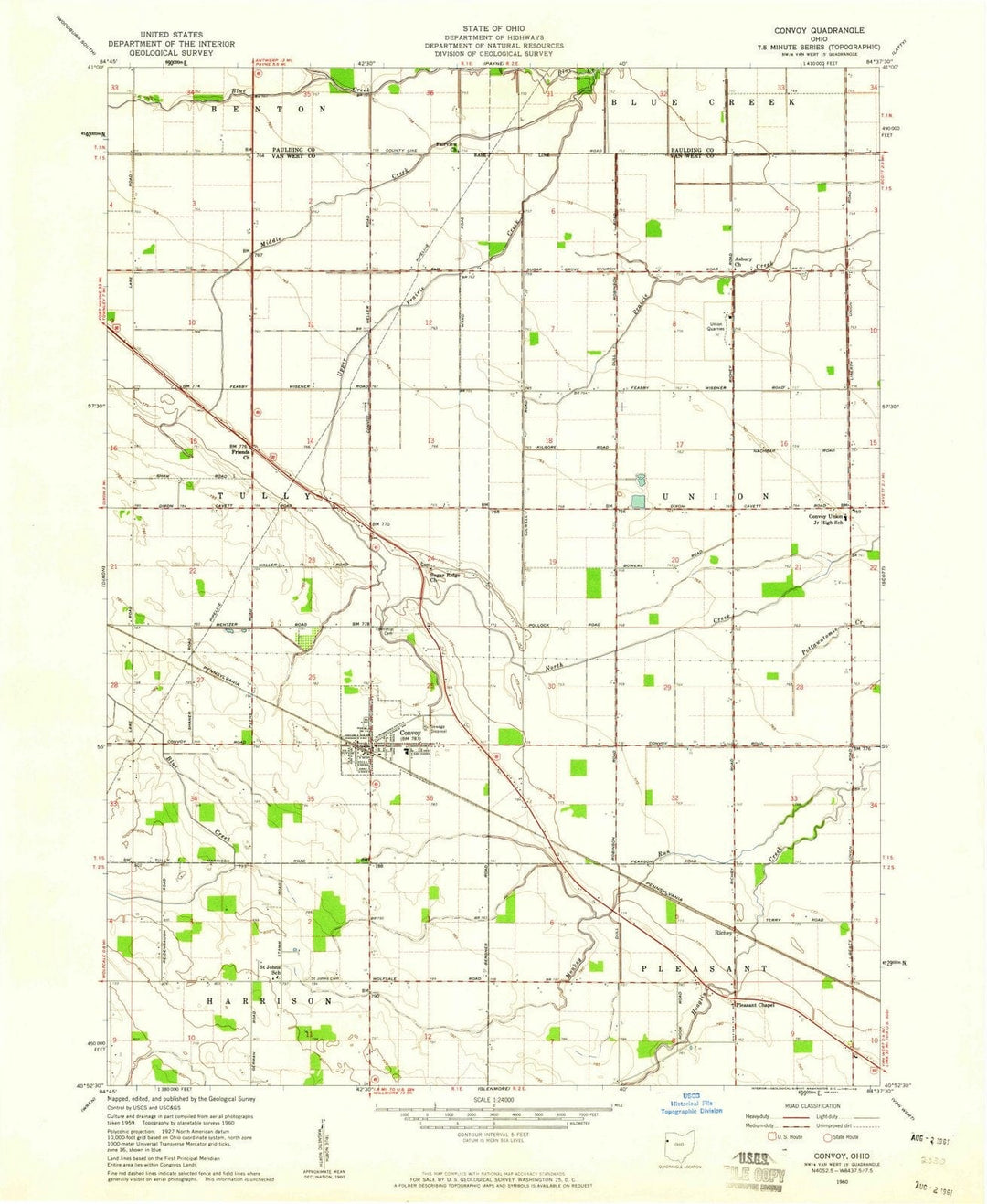 1960 Convoy, OH - Ohio - USGS Topographic Map