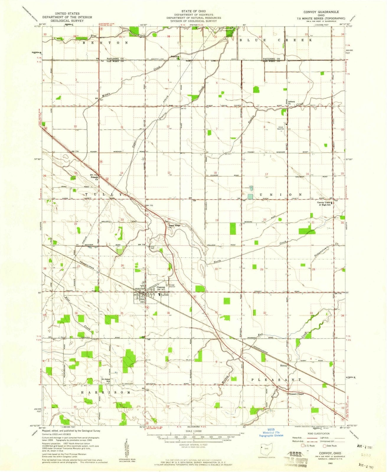1960 Convoy, OH - Ohio - USGS Topographic Map