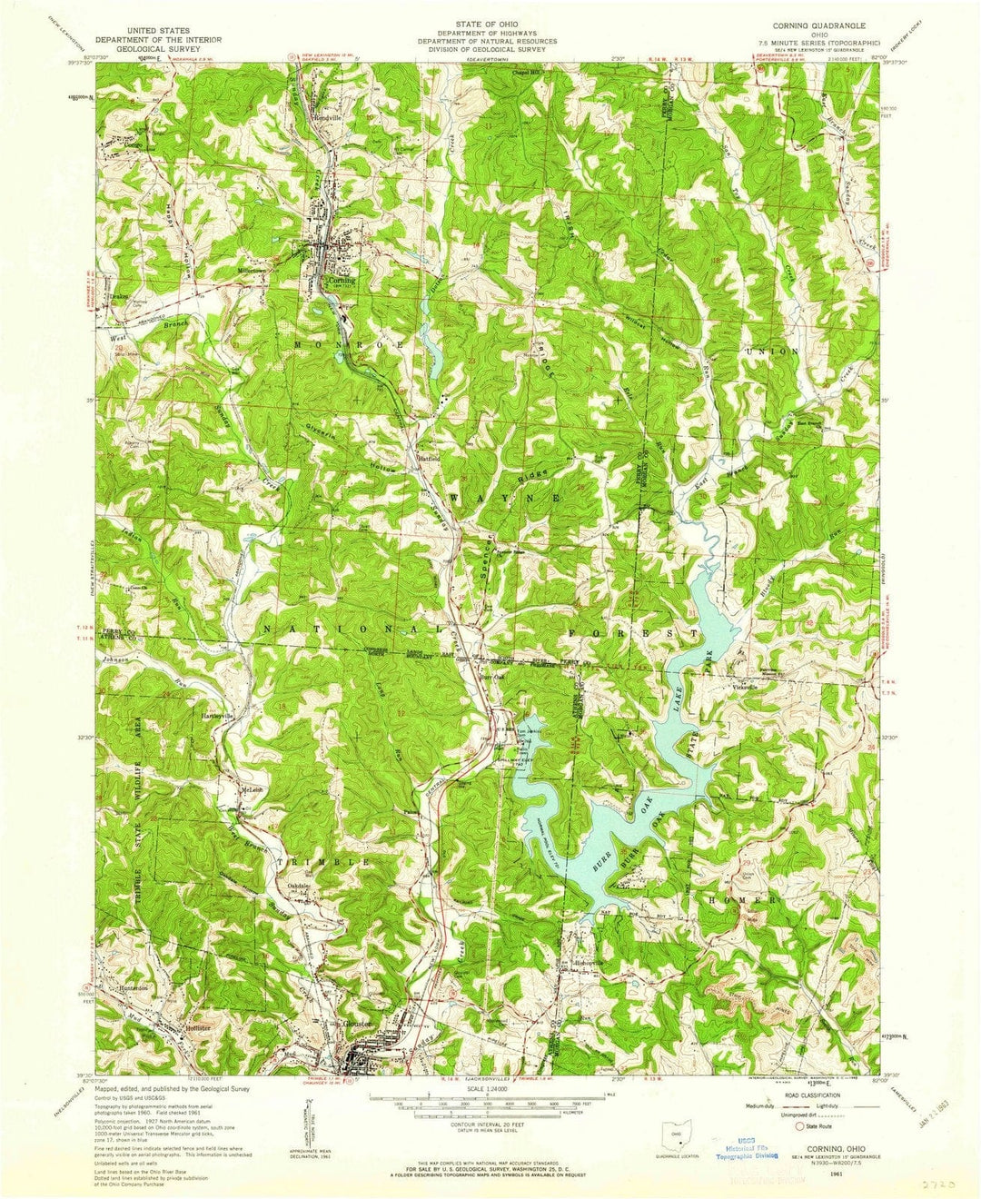 1961 Corning, OH - Ohio - USGS Topographic Map