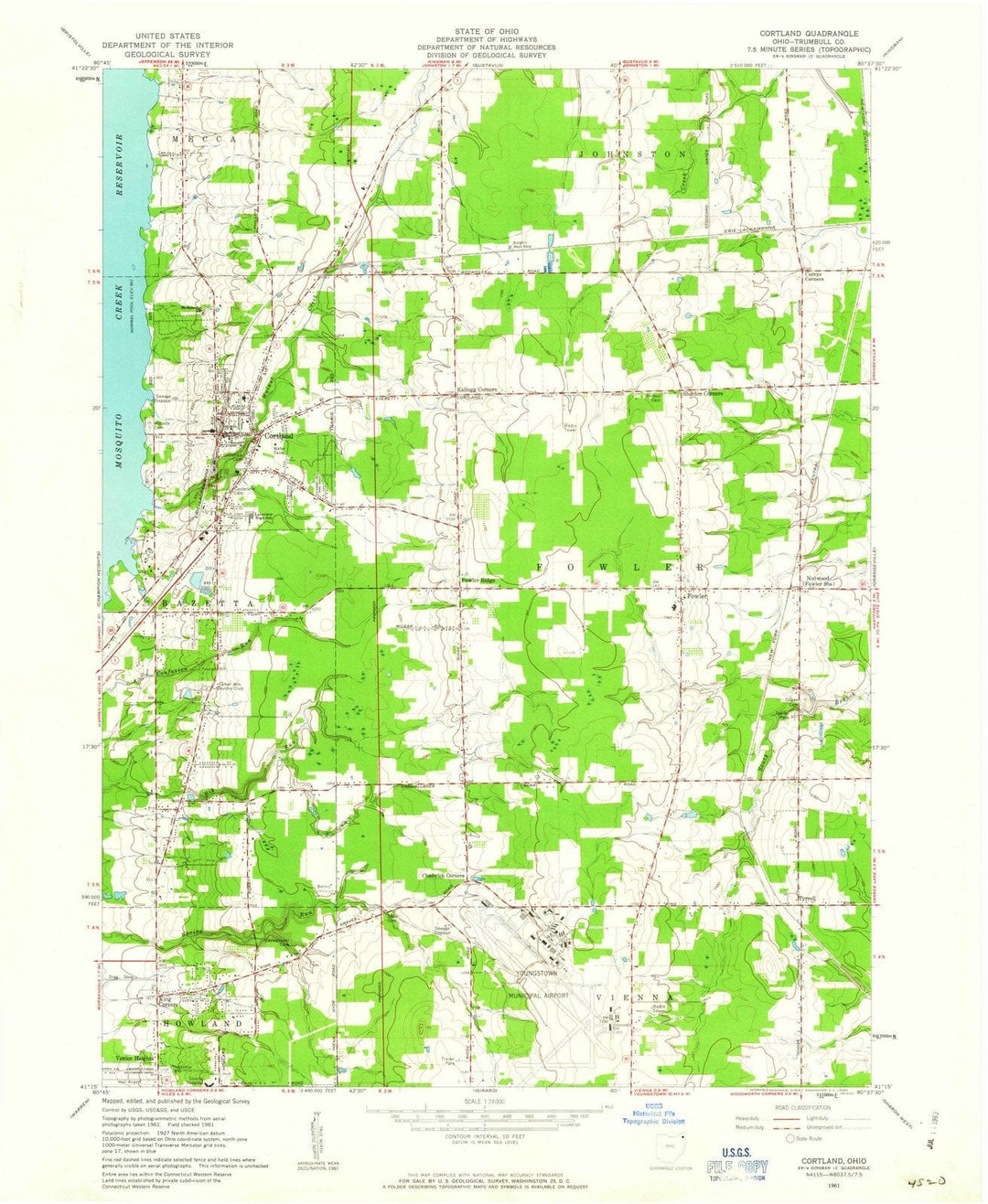 1961 Cortland, OH - Ohio - USGS Topographic Map