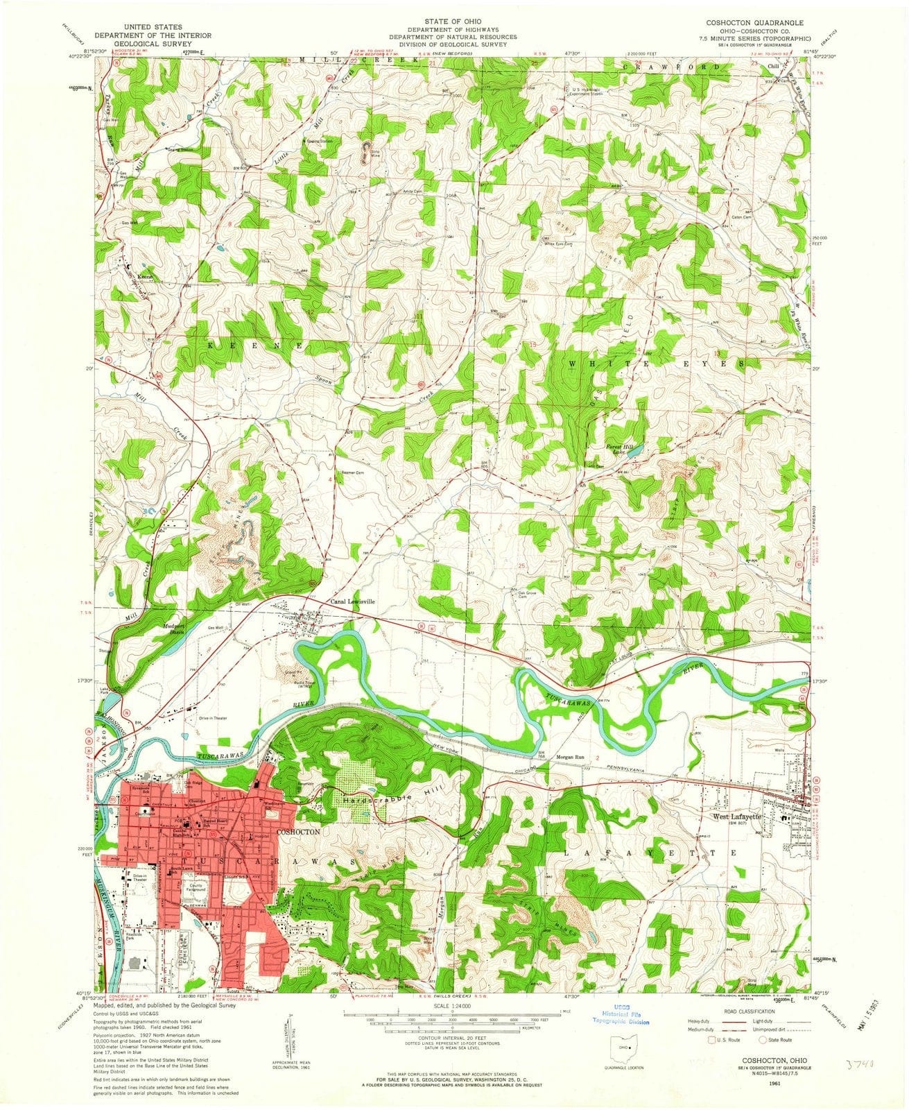 1961 Coshocton, OH - Ohio - USGS Topographic Map
