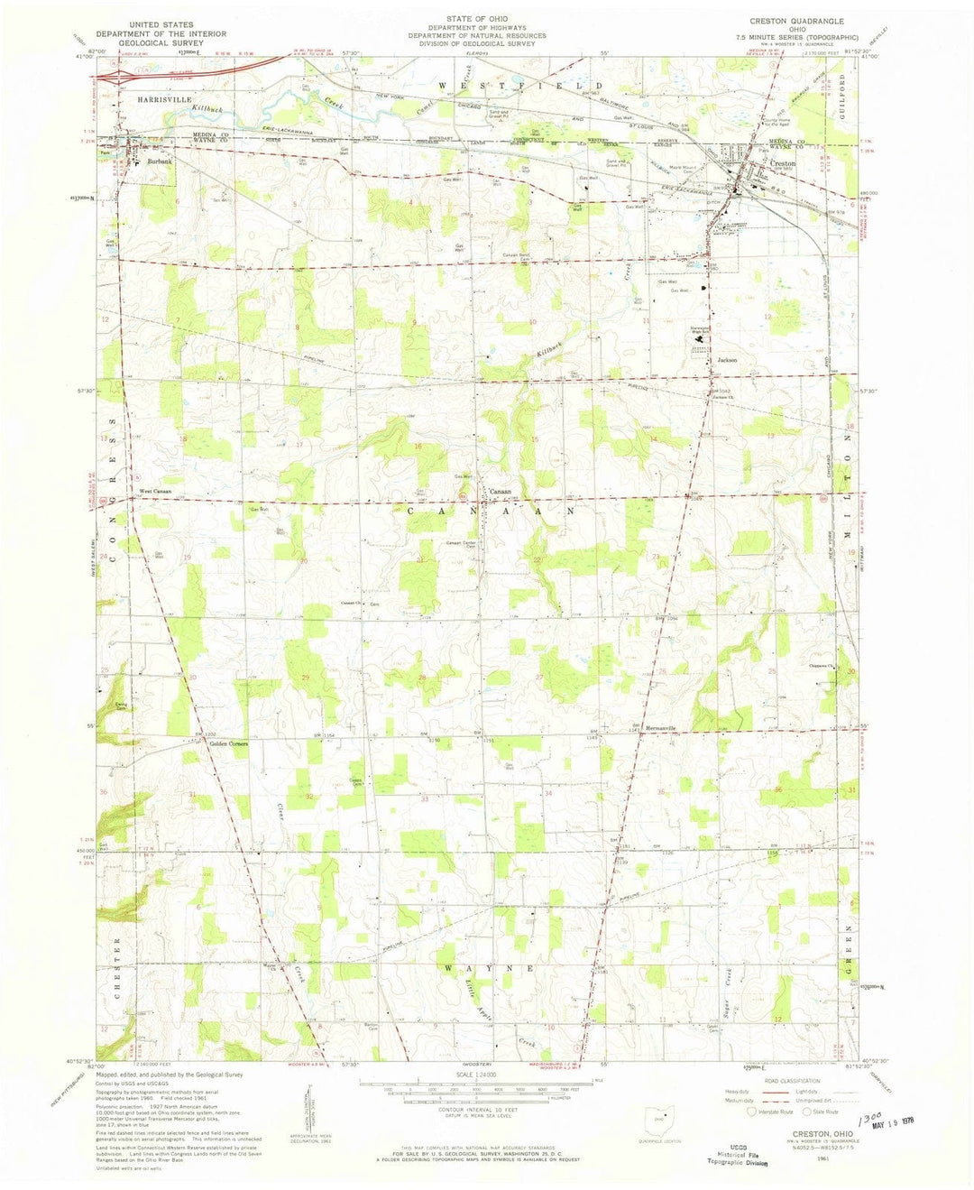 1961 Creston, OH - Ohio - USGS Topographic Map