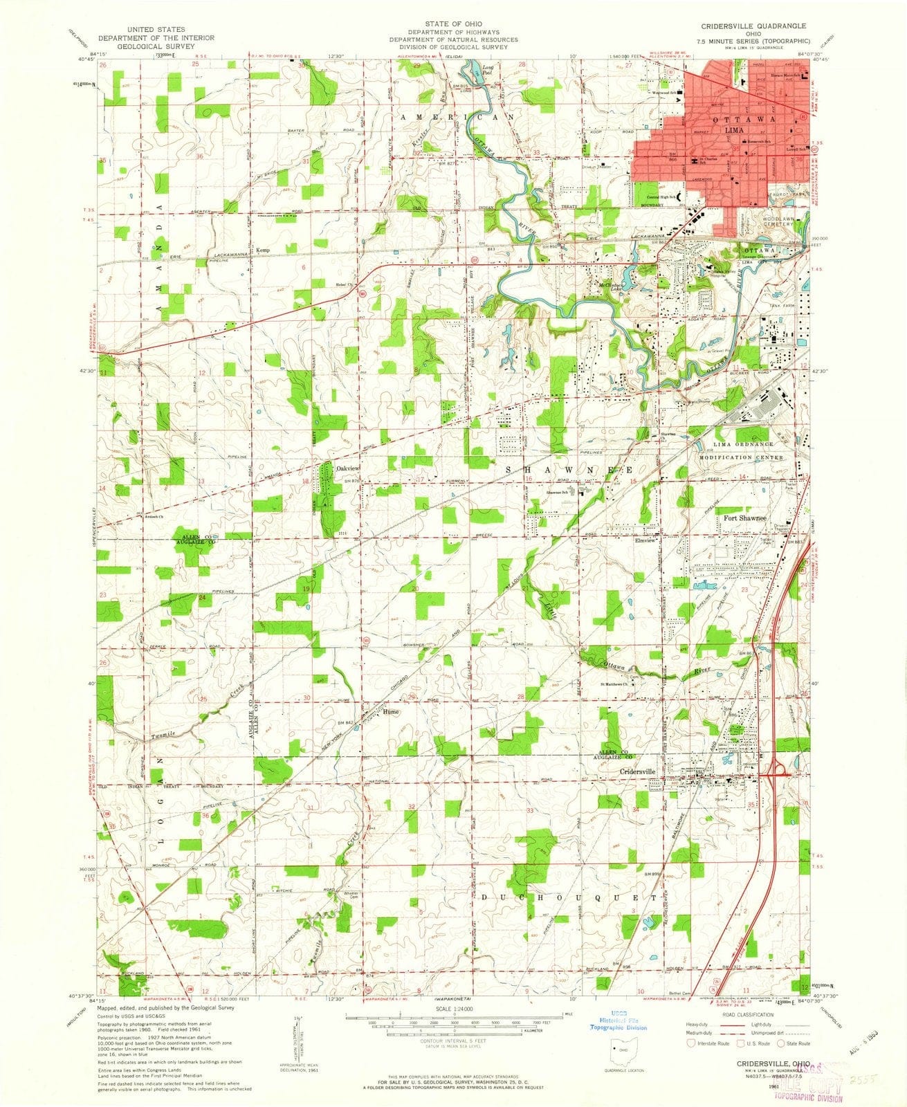 1961 Cridersville, OH - Ohio - USGS Topographic Map
