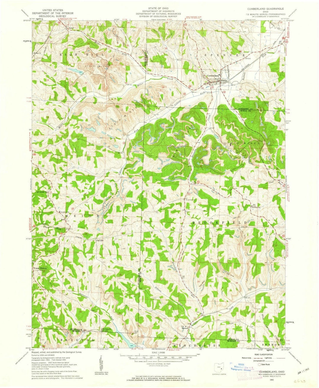 1961 Cumberland, OH - Ohio - USGS Topographic Map