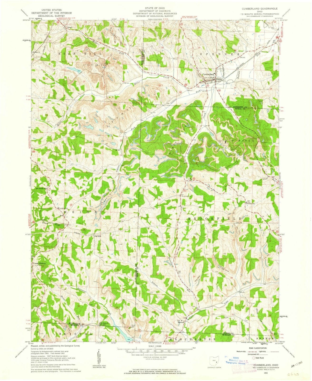 1961 Cumberland, OH - Ohio - USGS Topographic Map