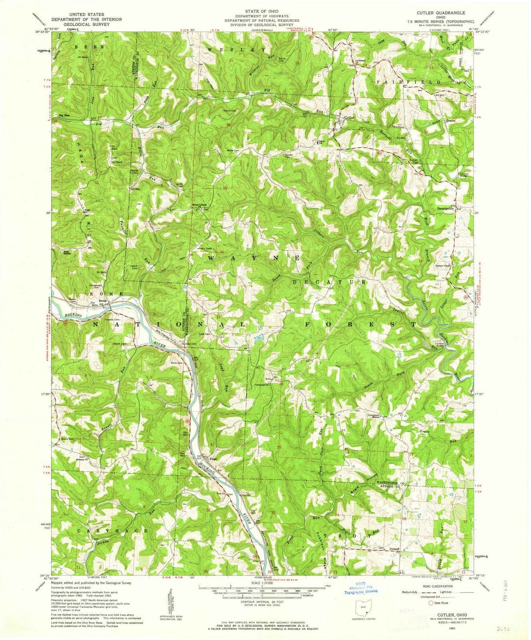 1961 Cutler, OH - Ohio - USGS Topographic Map