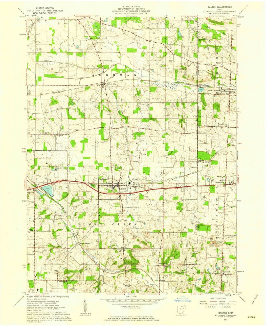 1961 Dalton, OH - Ohio - USGS Topographic Map