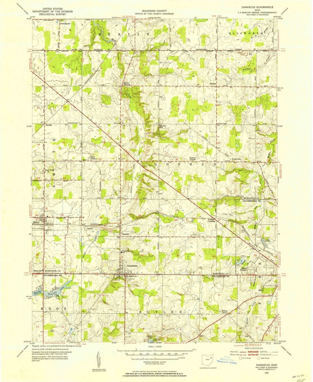 1952 Damascus, OH - Ohio - USGS Topographic Map