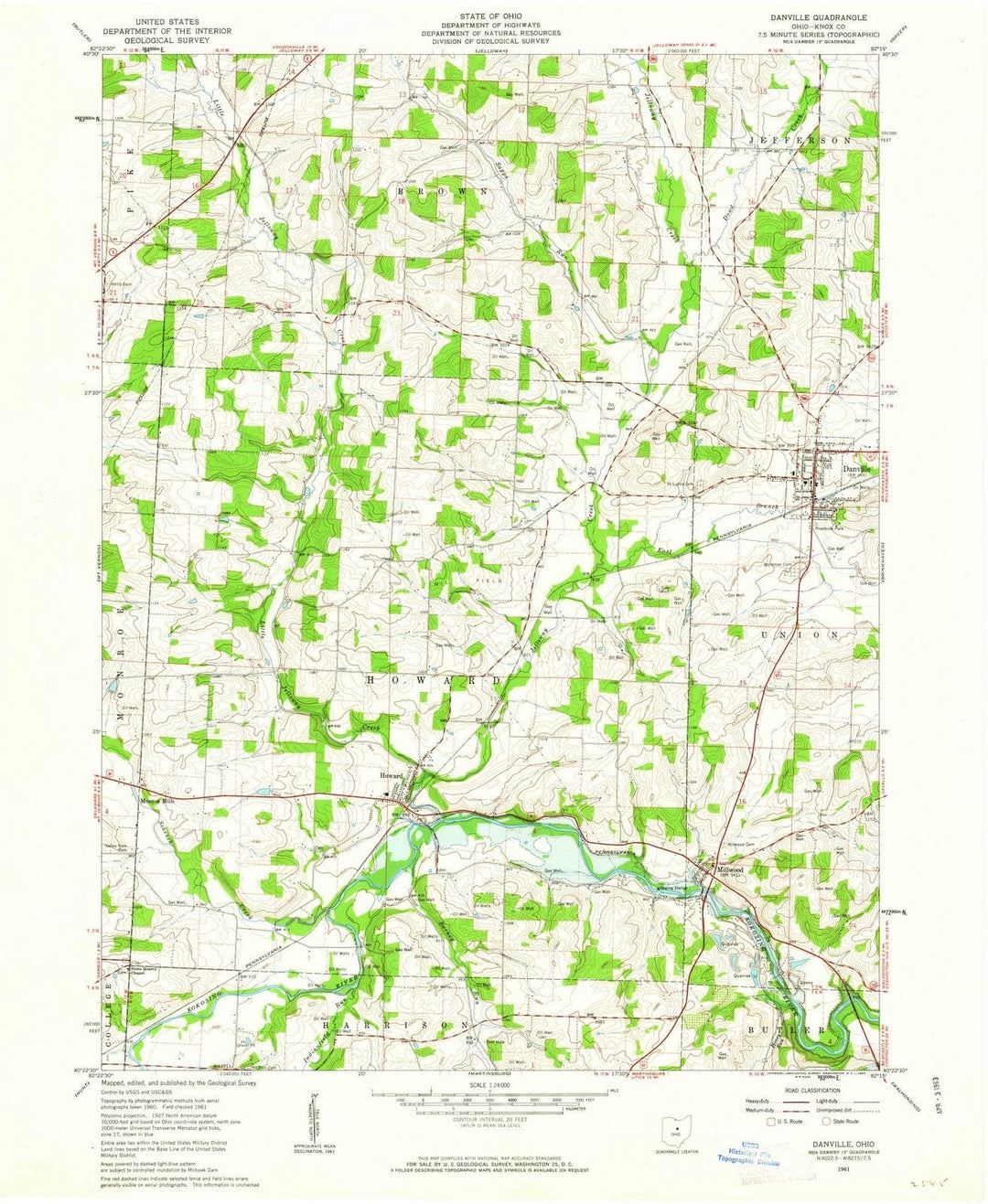 1961 Danville, OH - Ohio - USGS Topographic Map