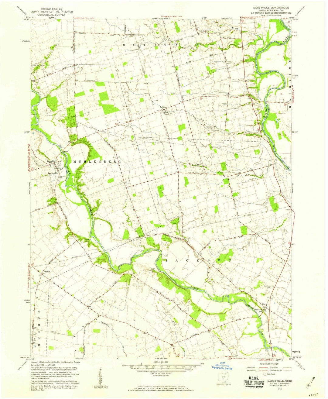 1958 Darbyville, OH - Ohio - USGS Topographic Map