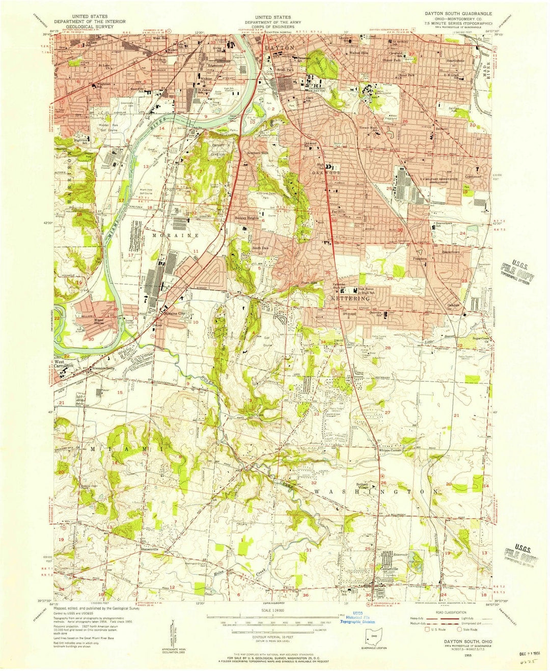 1955 Dayton South, OH - Ohio - USGS Topographic Map