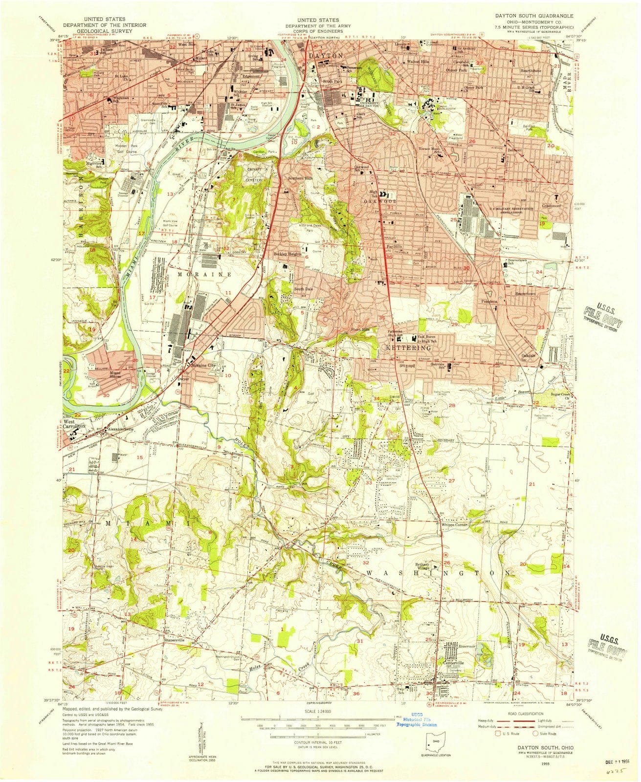 1955 Dayton South, OH - Ohio - USGS Topographic Map
