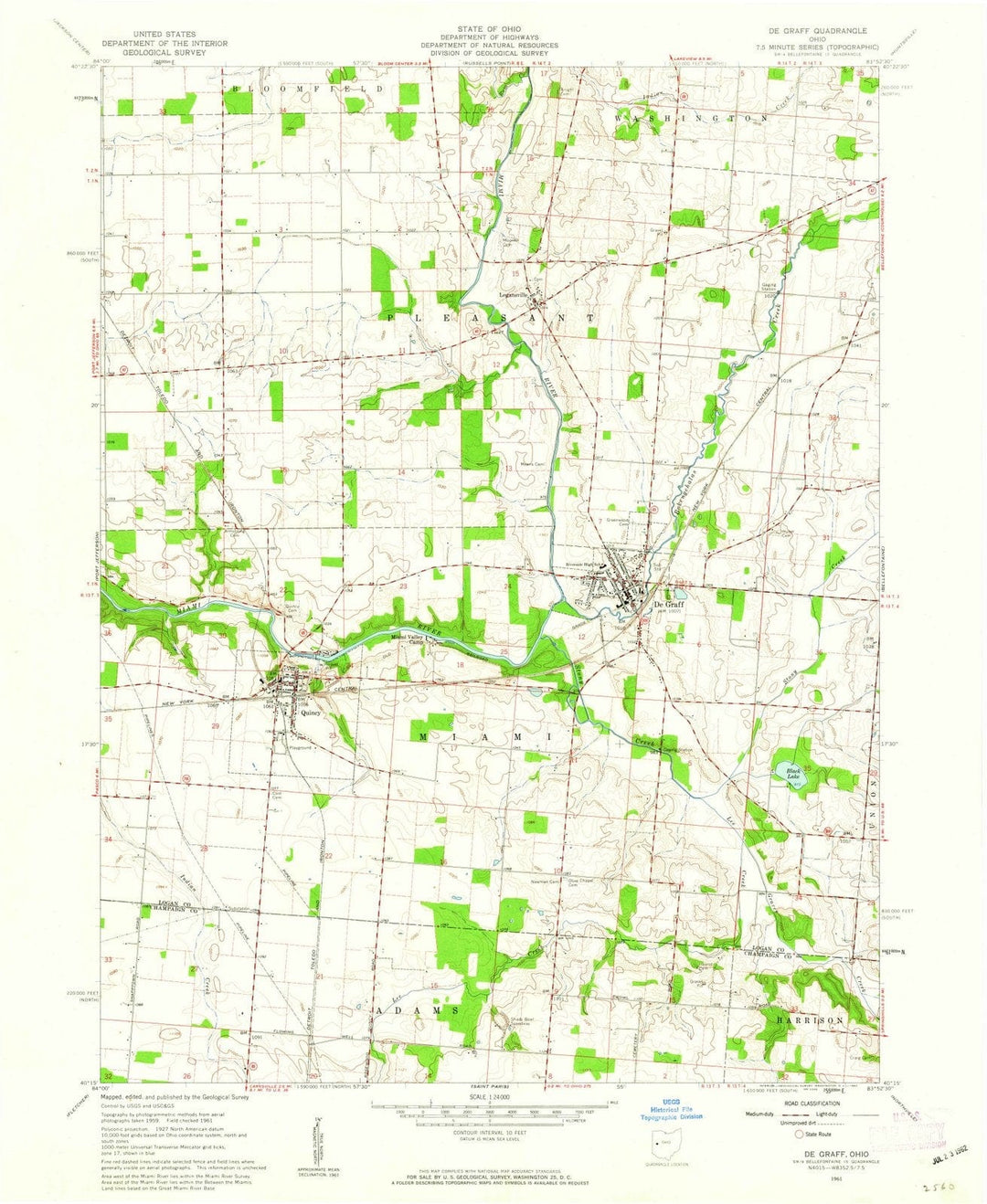 1961 De Graff, OH - Ohio - USGS Topographic Map