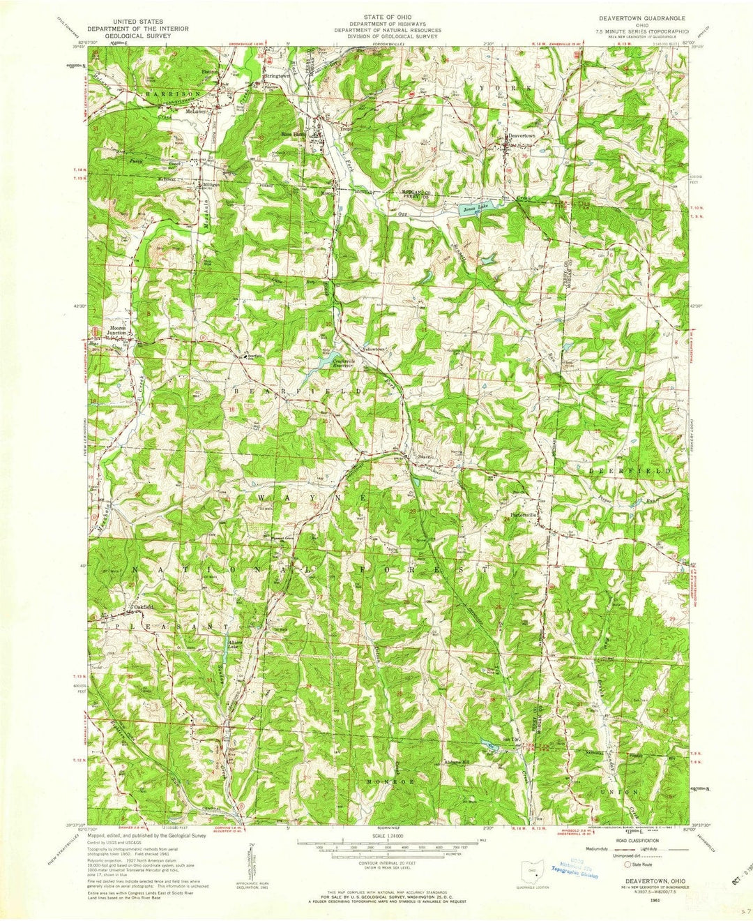 1961 Deavertown, OH - Ohio - USGS Topographic Map