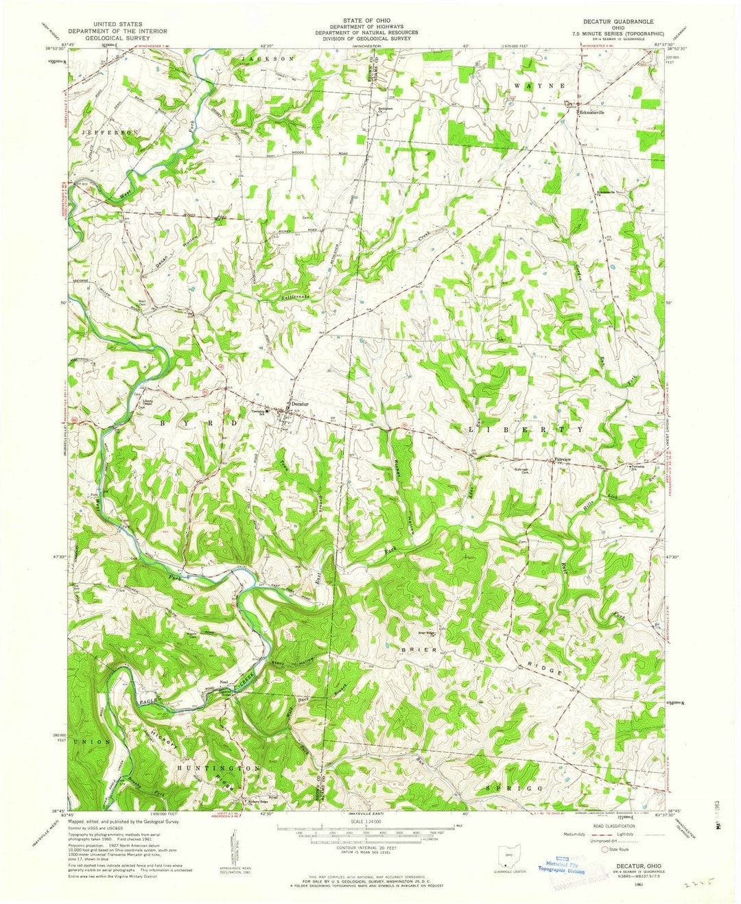 1961 Decatur, OH - Ohio - USGS Topographic Map