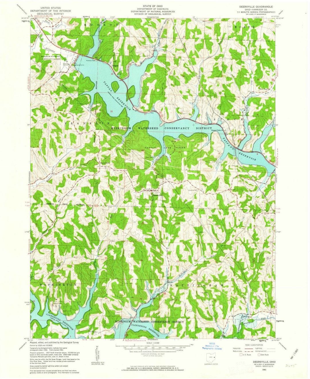 1961 Deersville, OH - Ohio - USGS Topographic Map
