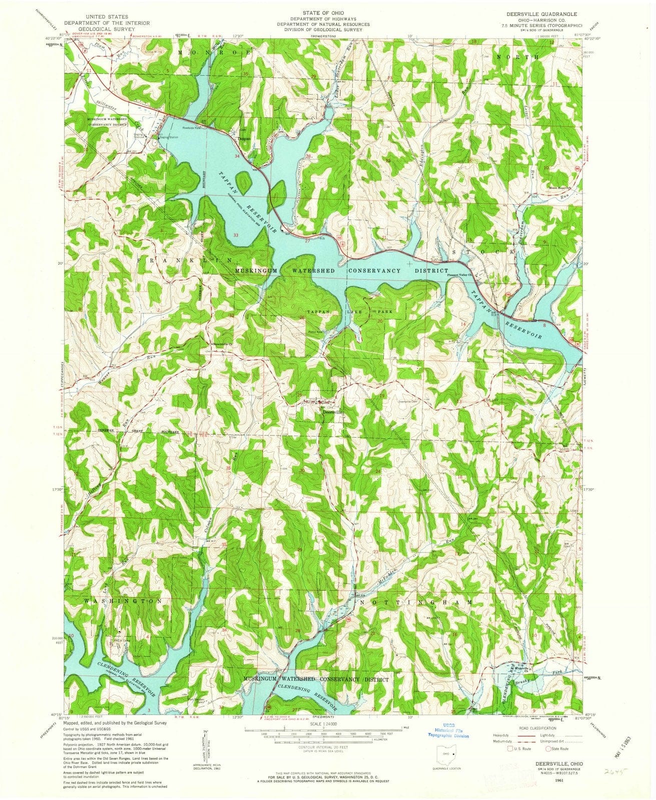 1961 Deersville, OH - Ohio - USGS Topographic Map