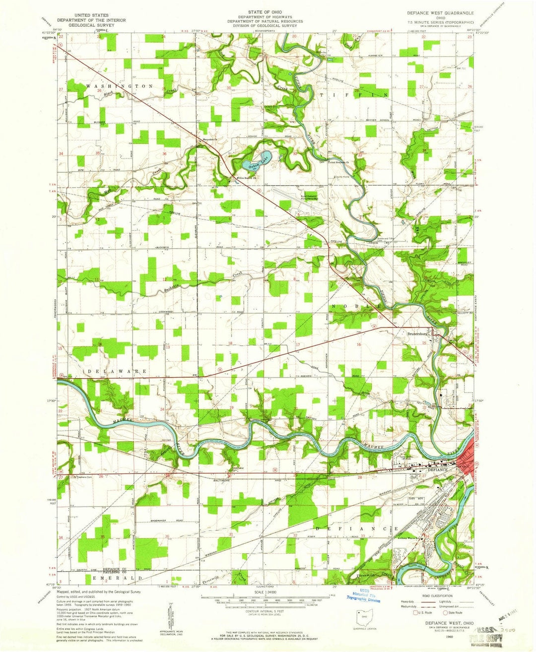 1960 Defiance, OH - Ohio - USGS Topographic Map