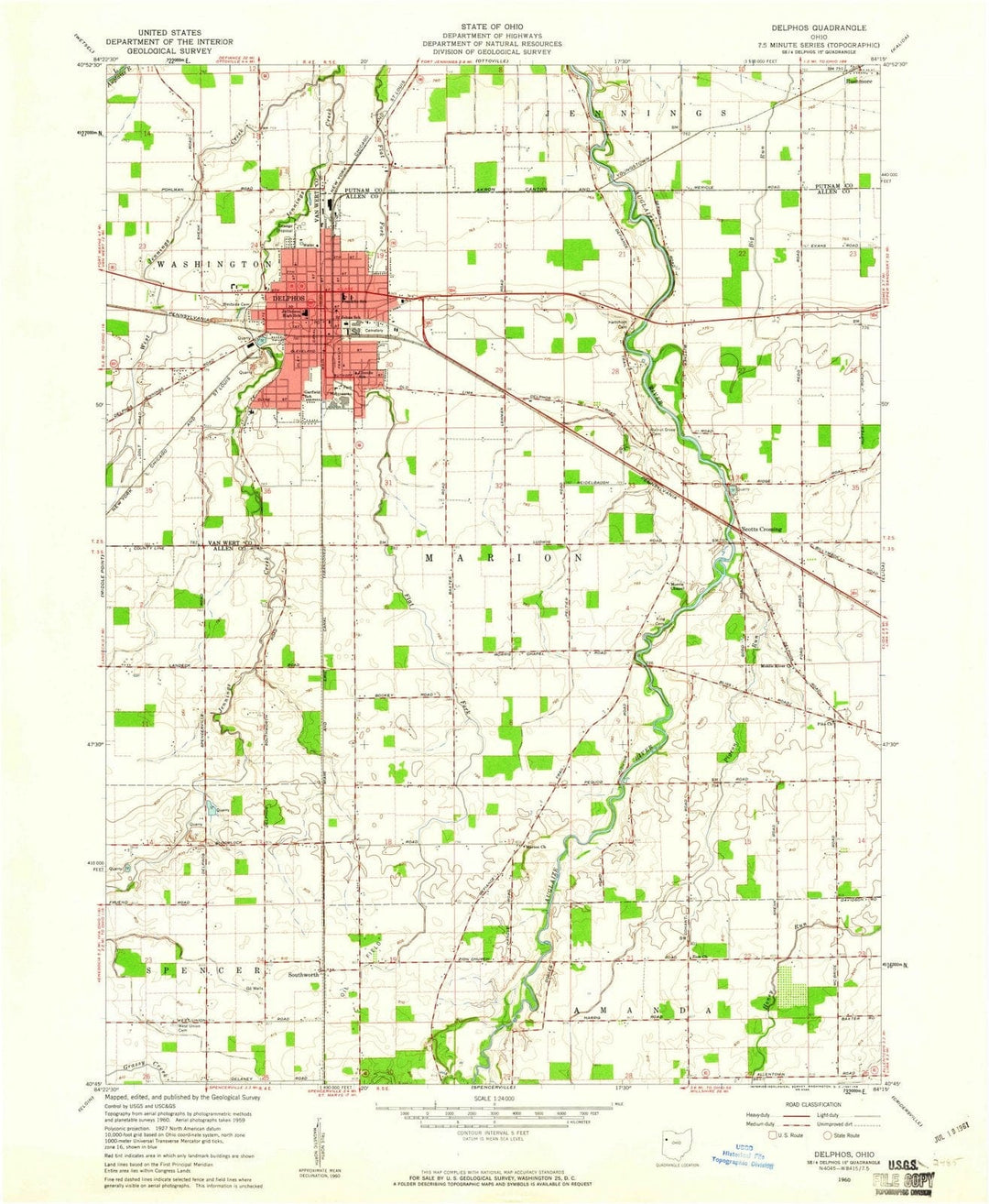 1960 Delphos, OH - Ohio - USGS Topographic Map