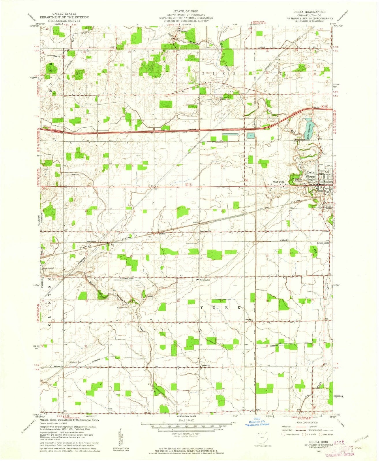 1960 Delta, OH - Ohio - USGS Topographic Map
