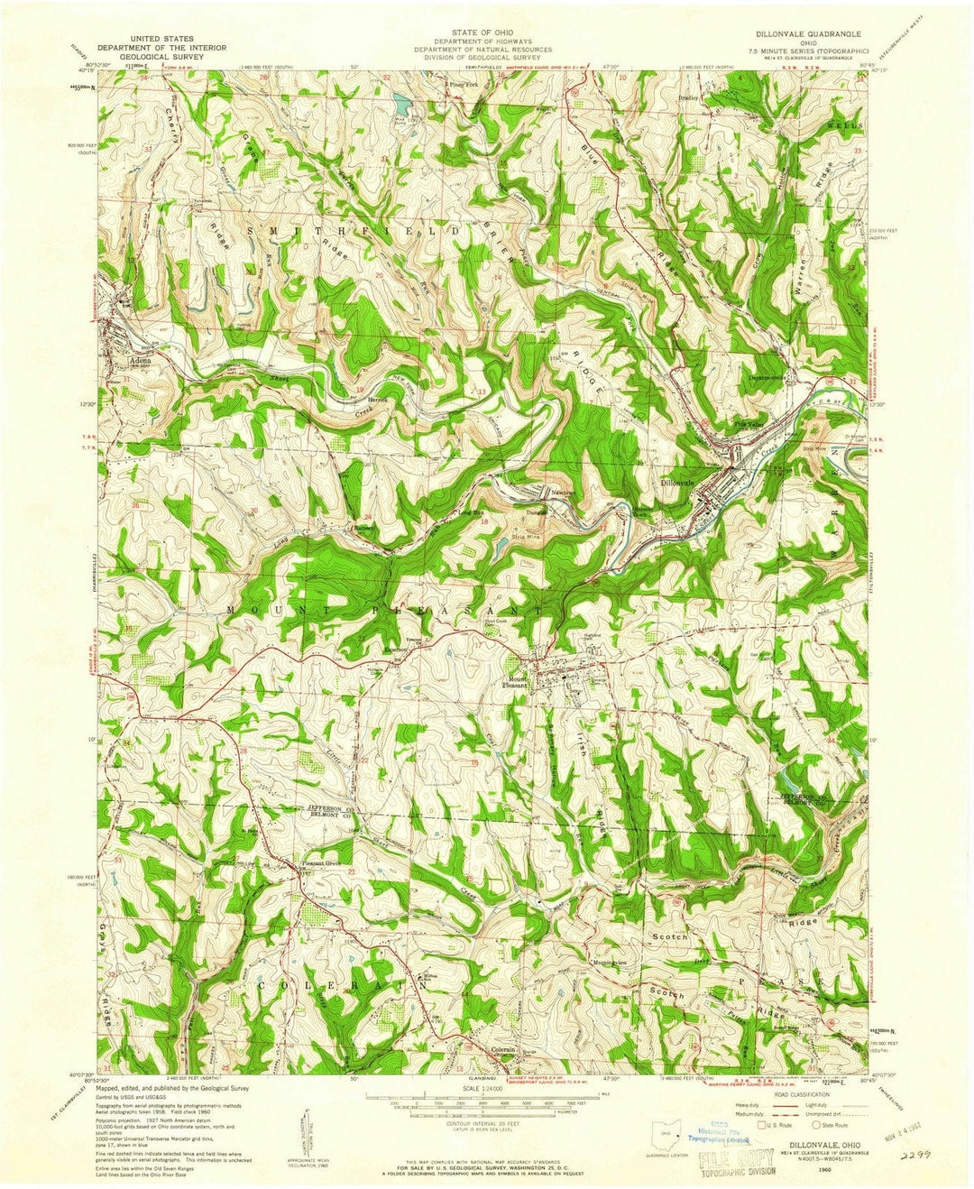 1960 Dillonvale, OH - Ohio - USGS Topographic Map