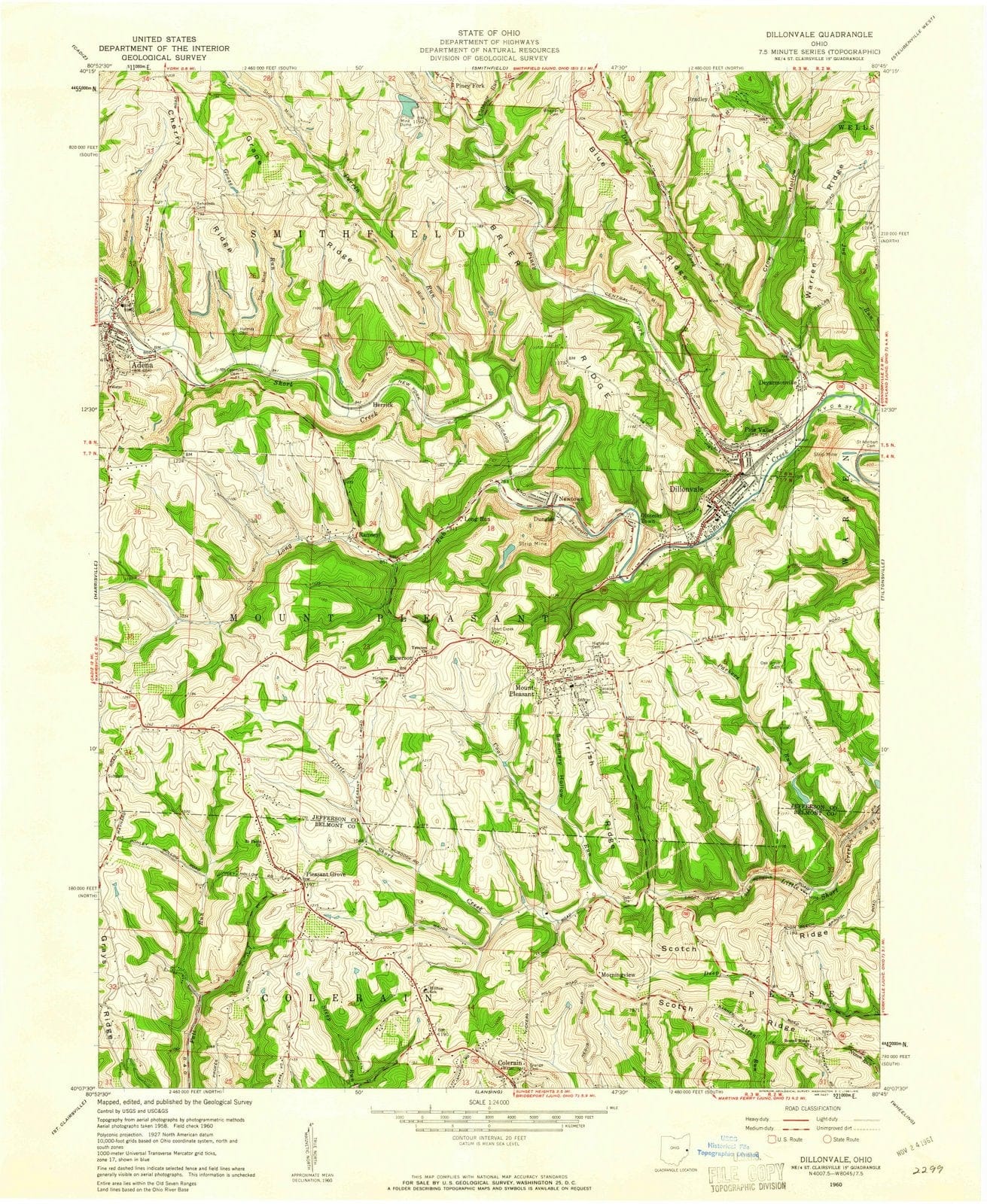 1960 Dillonvale, OH - Ohio - USGS Topographic Map