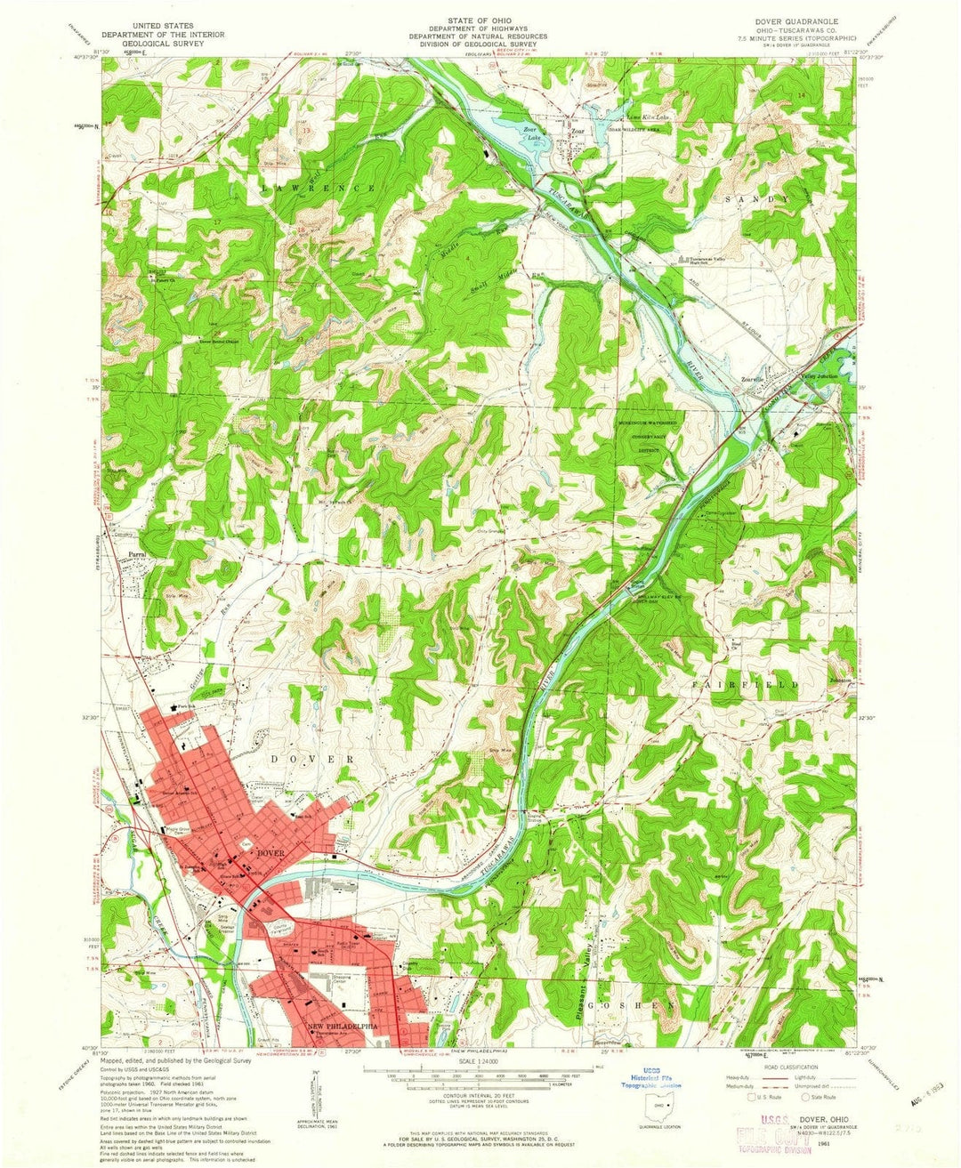 1961 Dover, OH - Ohio - USGS Topographic Map