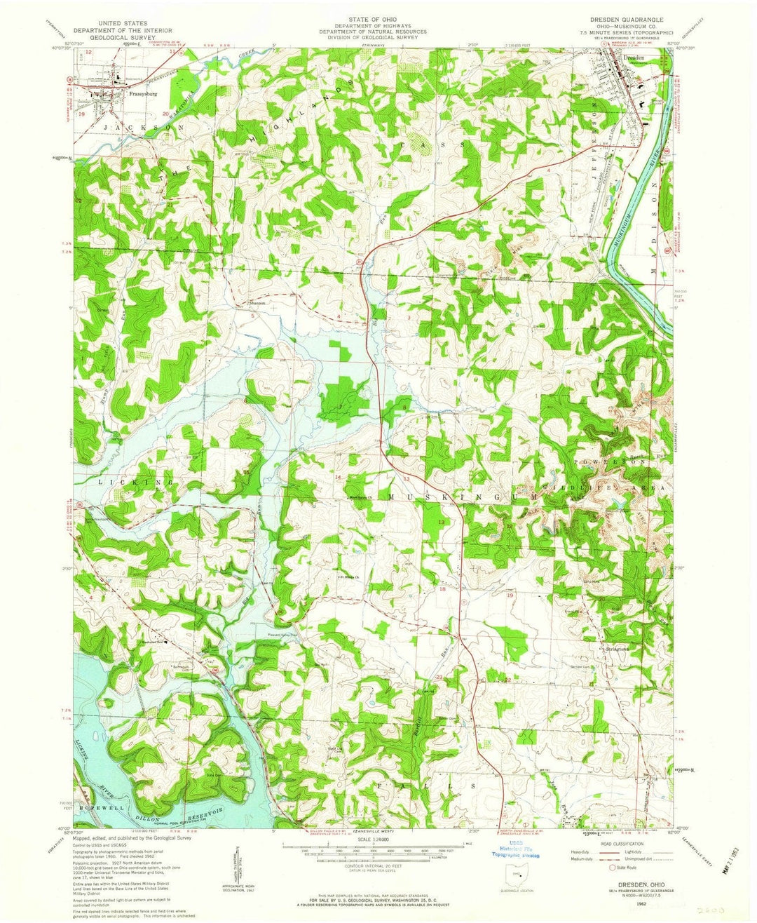 1962 Dresden, OH - Ohio - USGS Topographic Map