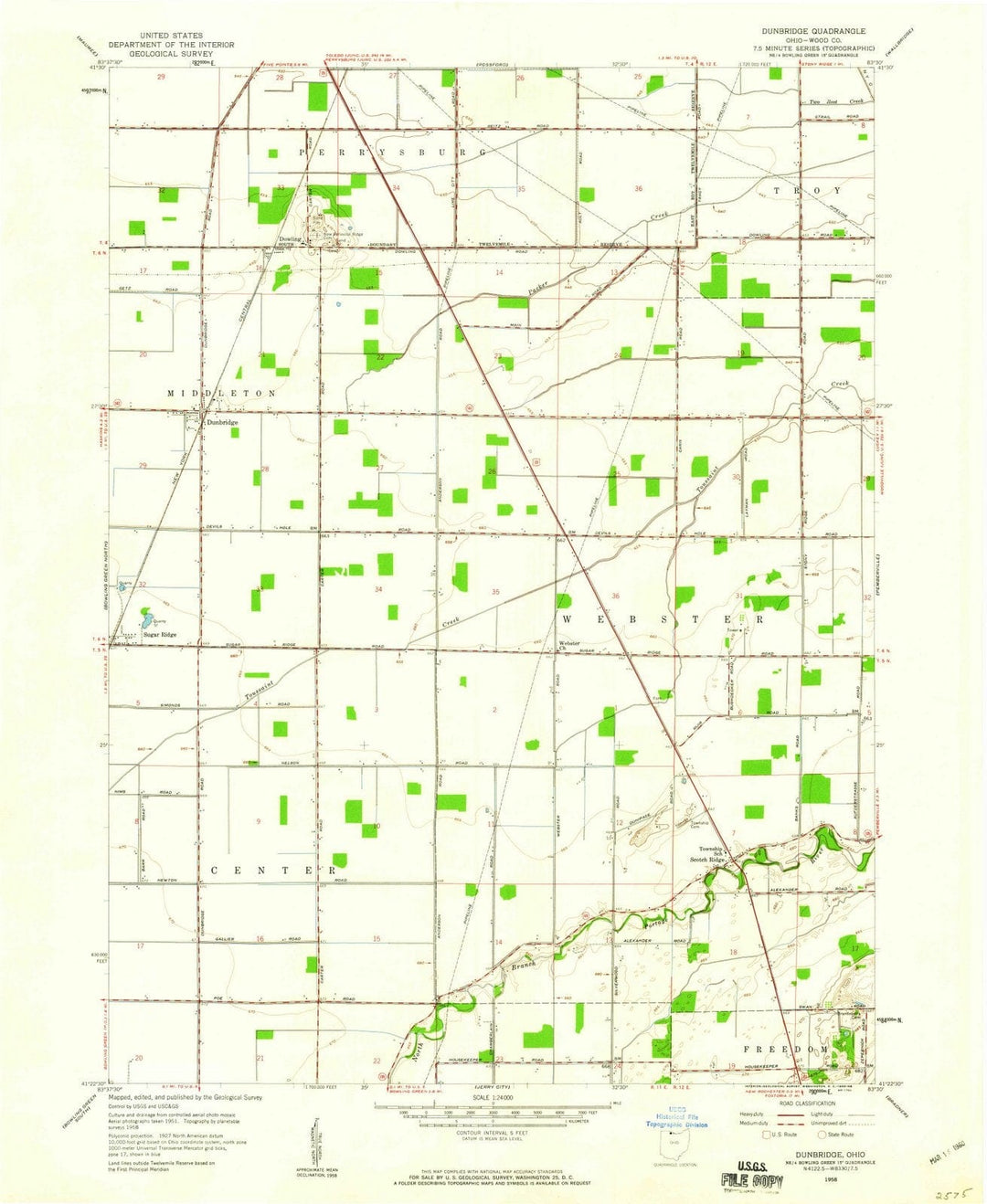 1958 Dunbridge, OH - Ohio - USGS Topographic Map