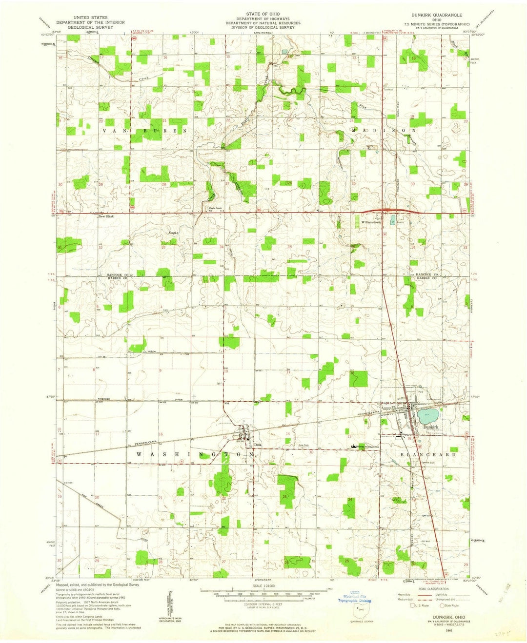 1961 Dunkirk, OH - Ohio - USGS Topographic Map