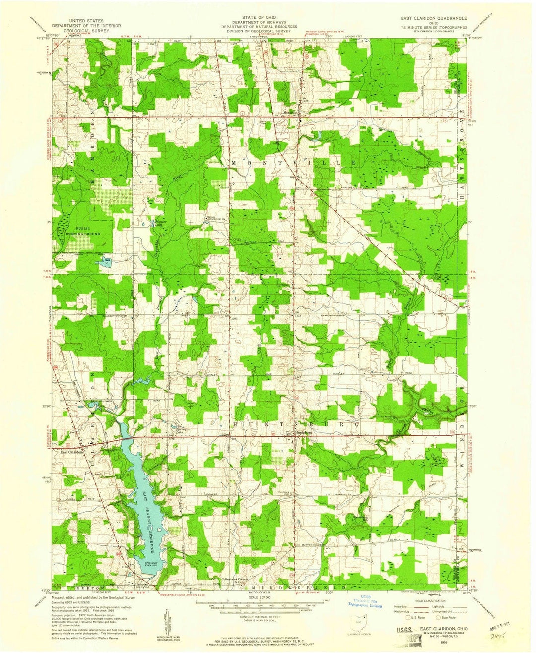 1959 East Claridon, OH - Ohio - USGS Topographic Map