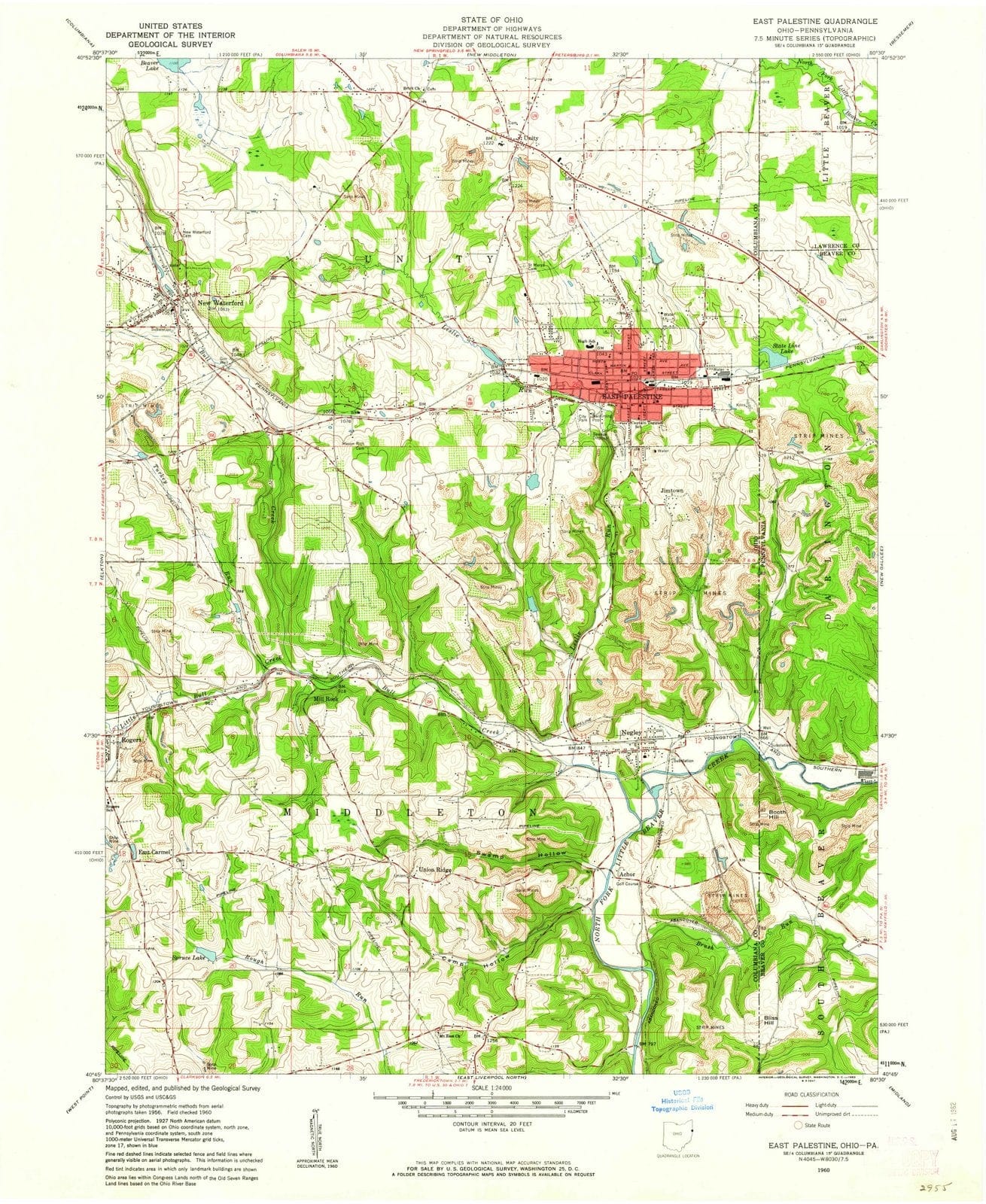 1960 East Palestine, OH - Ohio - USGS Topographic Map