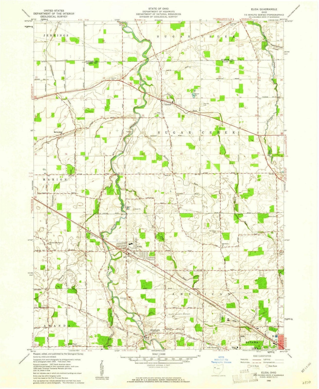 1960 Elida, OH - Ohio - USGS Topographic Map