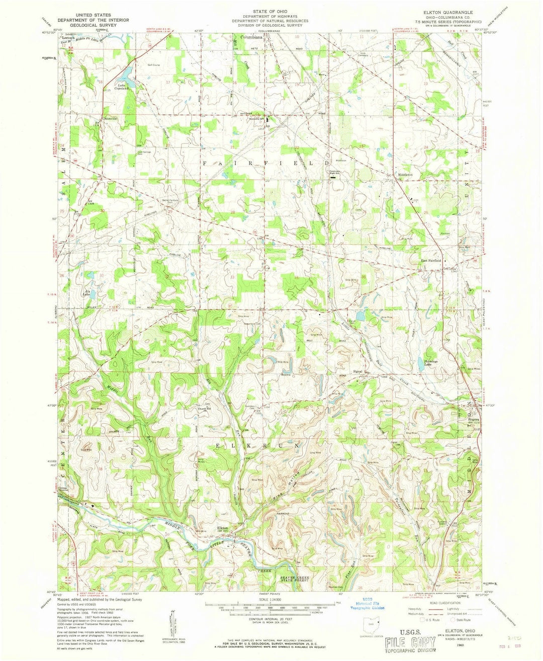 1960 Elkton, OH - Ohio - USGS Topographic Map