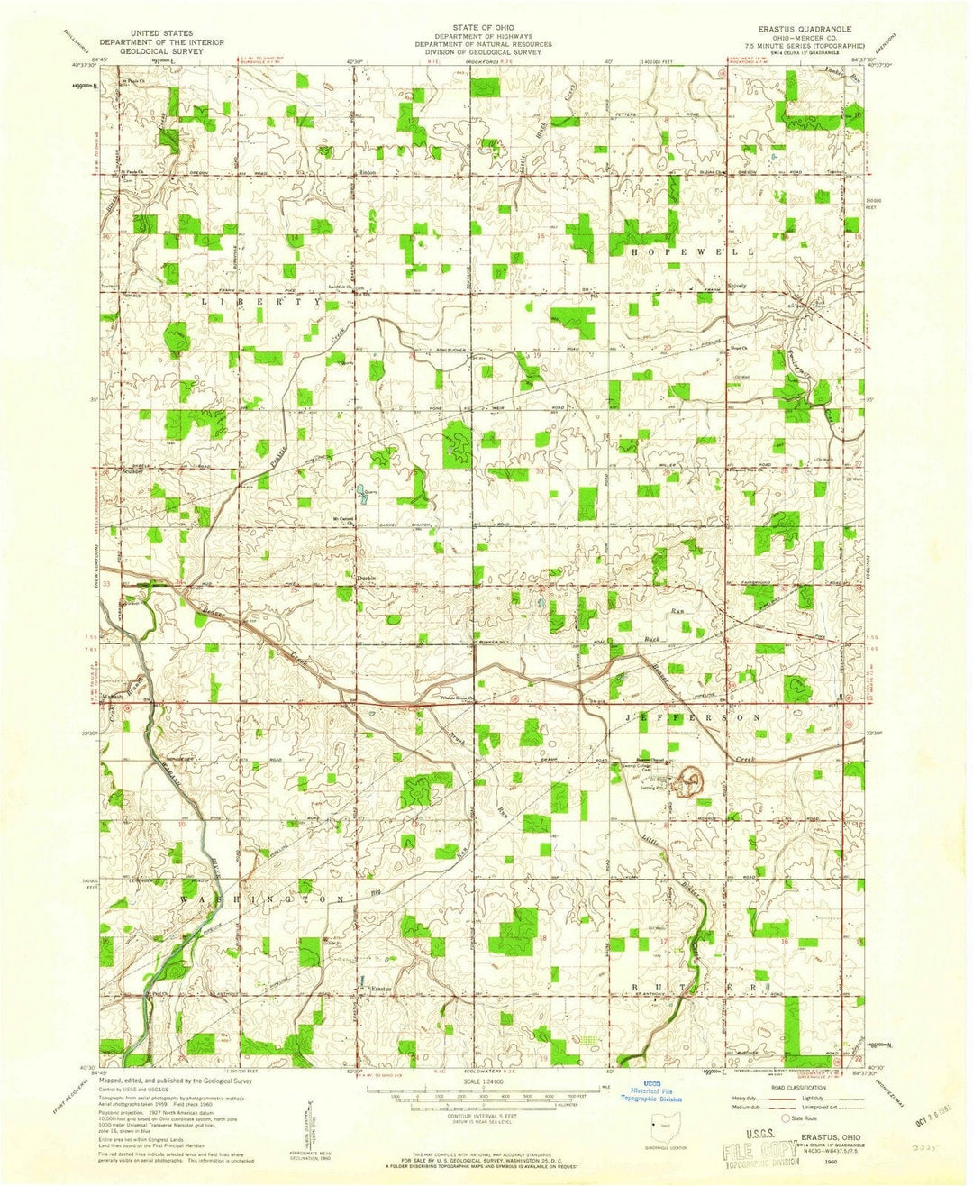 1960 Erastus, OH - Ohio - USGS Topographic Map